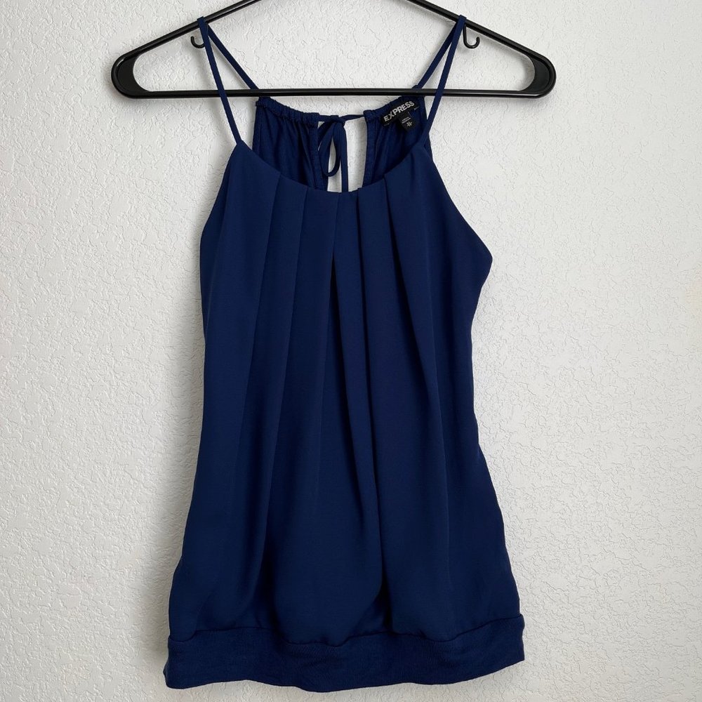 Express Dressy Halter Tank, Navy, Size XS